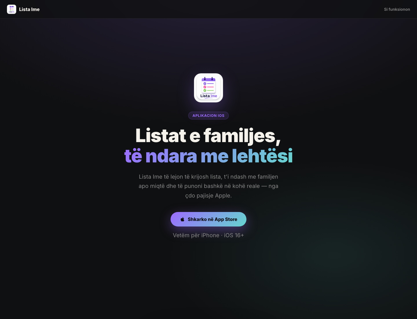 Homepage i Lista Ime